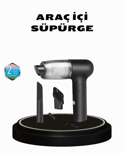 Taşınabilir Vakumlu Araç Süpürgesi – Katlanabilir Sap, Yıkanabilir Filtre, 120W Motor