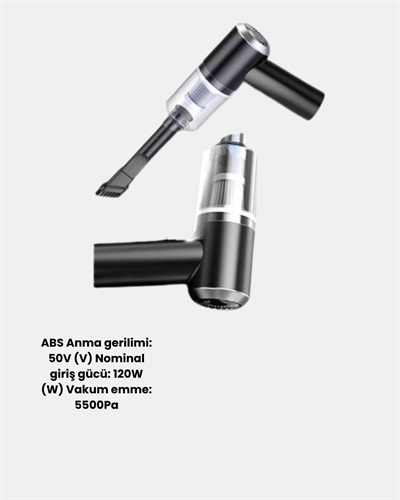 Taşınabilir Vakumlu Araç Süpürgesi – Katlanabilir Sap, Yıkanabilir Filtre, 120W Motor