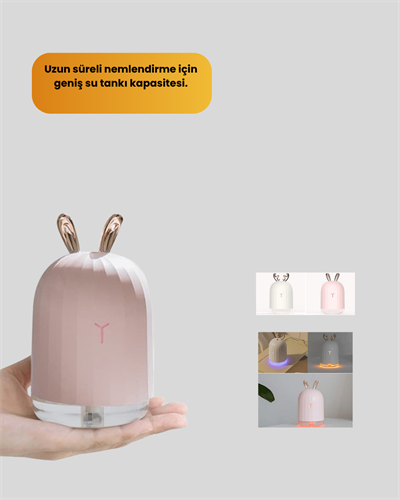 Tavşan Kulak Tasarımlı 200 ml USB Aroma Difüzör ve Hava Nemlendirici