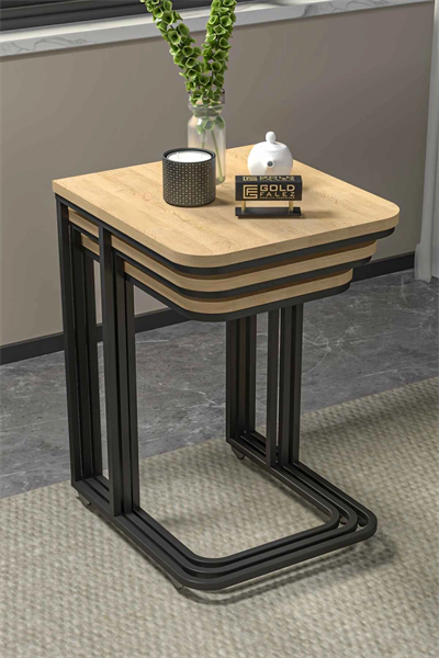 Tekerlekli 3lü Zigon Sehpa