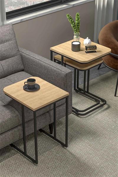 Tekerlekli 3lü Zigon Sehpa