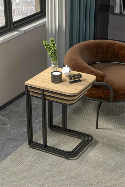 Tekerlekli 3lü Zigon Sehpa