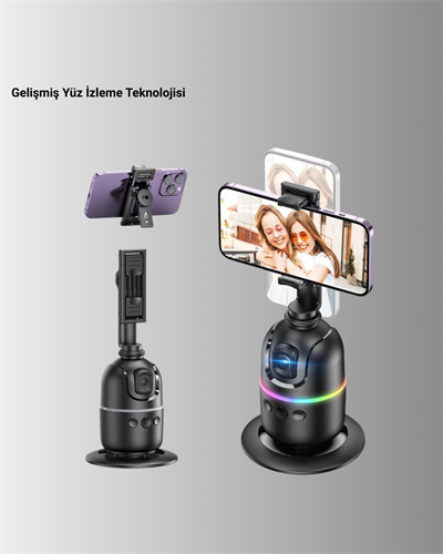 Telefon ve Kamera Uyumlu 360° Otomatik Takipli Akıllı Masa Tripodu