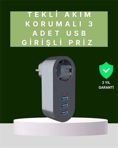 Termal Akım Korumalı 3 USBli Güvenli Priz – Akıllı Akım Dengeleme