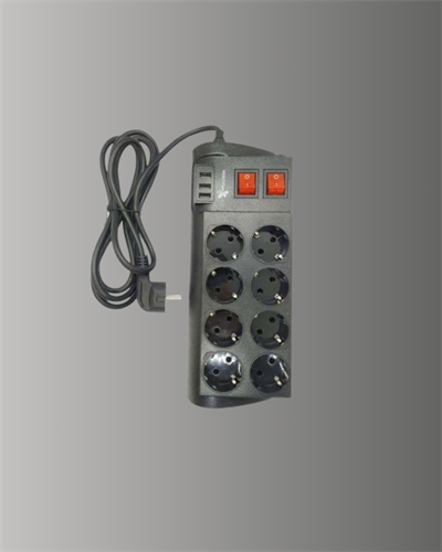 Termal Korumalı 8 Prizli 3 USB’li Uzatma Kablosu