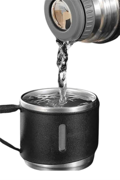 Termos Seti Paslanmaz Çelik 3 Bardaklı Vakumlu Termos Set 500 Ml 12 Saate Kadar Isı Koruma