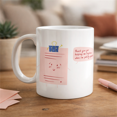 Thank You For Keeping Me Together Yazılı Porselen Kupa Model 28 Anlamlı, Sevimli Tasarım Hediye Kupası