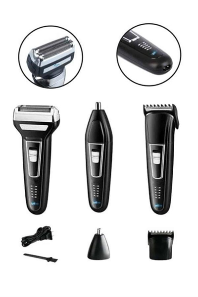 Tıraş Makinesi 3 Başlıklı T Başlıklı Hassas Ciltlere Özel Saç Sakal Vücut Kulak ve Burun