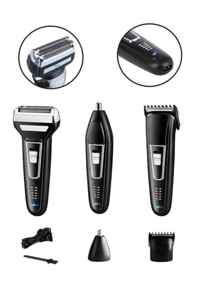 Tıraş Makinesi 3 Başlıklı T Başlıklı Hassas Ciltlere Özel Saç Sakal Vücut Kulak ve Burun