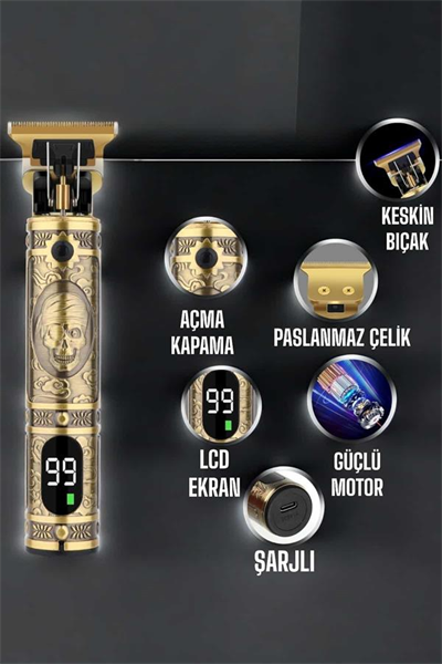Tıraş Makinesi Çizik Tıraş Paslanmaz Çelik Uzun Ömürlü Şarjlı