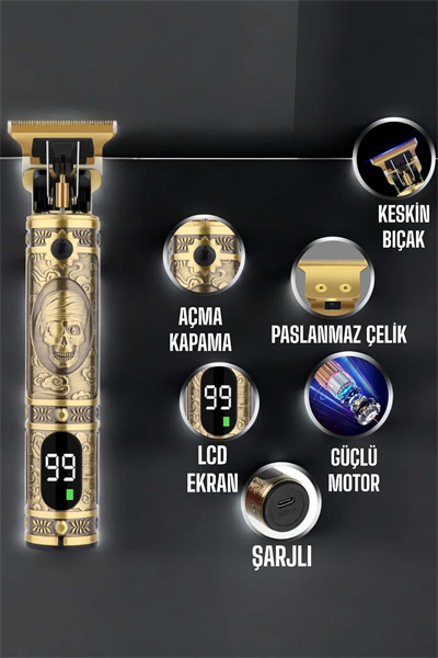 Tıraş Makinesi Çizik Tıraş Paslanmaz Çelik Uzun Ömürlü Şarjlı