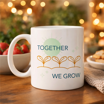 Together We Grow Tasarımlı Porselen Kupa Model 38 – Sevgi Temalı Özel Hediye Kupası