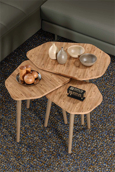 Trio 3lü Ahşap Zigon Sehpa