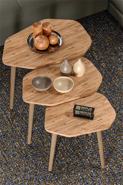 Trio 3lü Ahşap Zigon Sehpa