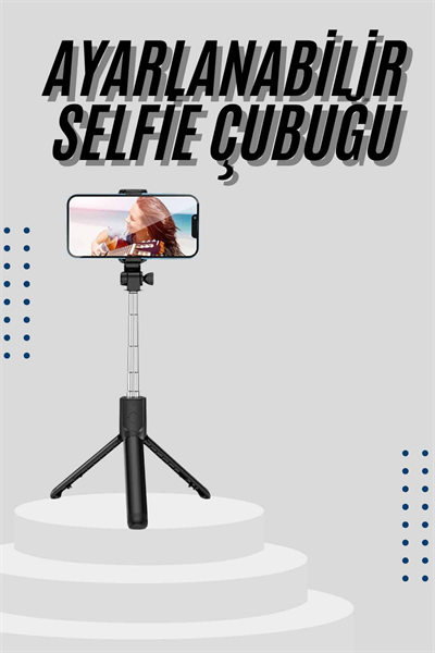Tripod Selfie Çubuğu Bluetooth Kumandalı Kablosuz Led Işıklı