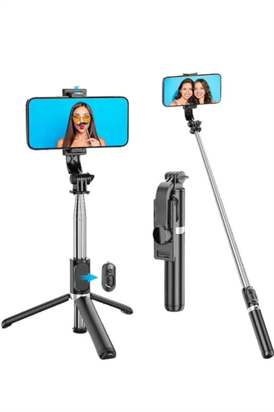 Tripod Selfie Çubuğu Bluetooth Kumandalı Kablosuz Led Işıklı