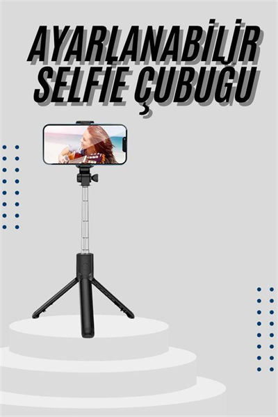 Tripod Selfie Çubuğu Bluetooth Kumandalı Kablosuz Led Işıklı