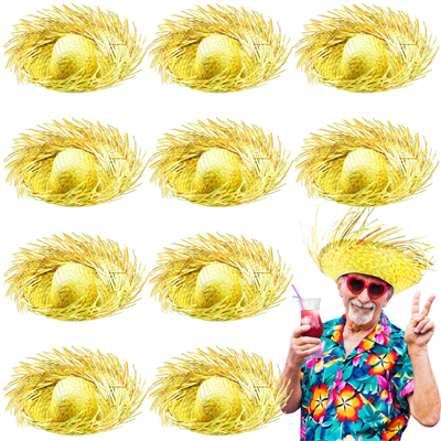 Tropikal Parti Sarı Hasır Hawaii Şapkası