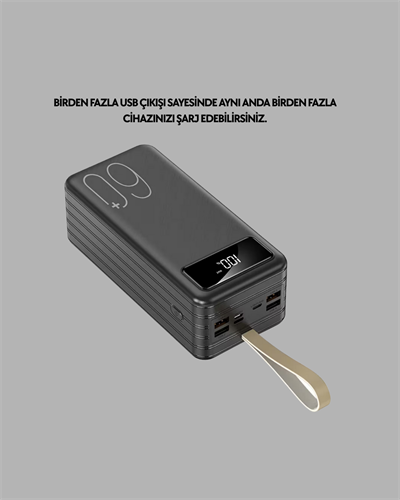 Tüm Cihazlarla Uyumlu LED Fenerli 4 Çıkışlı Powerbank