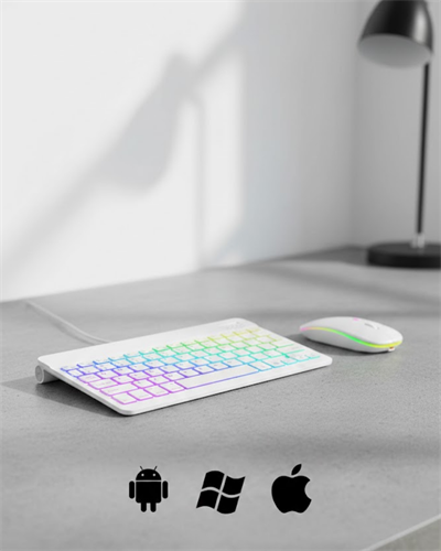 Türkçe Q Aydınlatmalı Klavye Mouse Seti Kablosuz Bluetooth Destekli