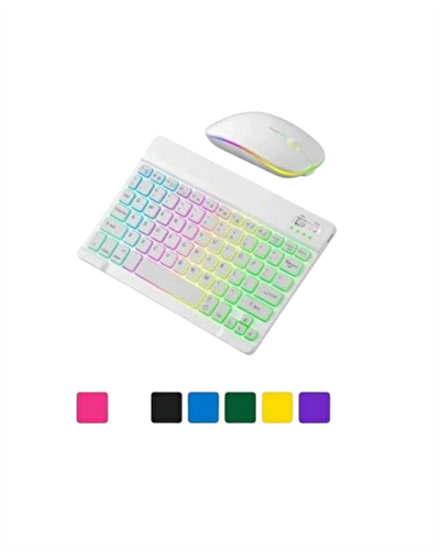 Türkçe Q Aydınlatmalı Klavye Mouse Seti Kablosuz Bluetooth Destekli