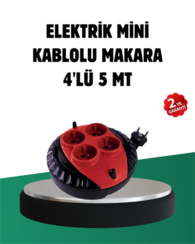 Türkiye Üretimi 5 Metre 4 Prizli Kablolu Makara