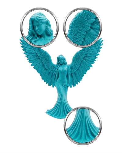 Turkuaz Melek Biblo 3D Dekoratif Angel Figür Küçük Boy Ev Aksesuarı