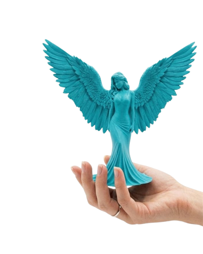 Turkuaz Melek Biblo 3D Dekoratif Angel Figür Küçük Boy Ev Aksesuarı