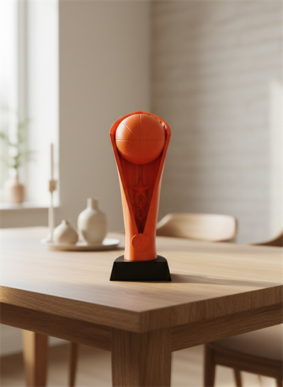 Turuncu Kupa 23cm Basketbol Temalı Dekoratif Ödül Biblosu