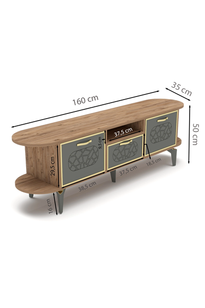 Tv Sehpası Mira 5030 Atlantik Gold 160 Cm 35 Cm 50 Cm