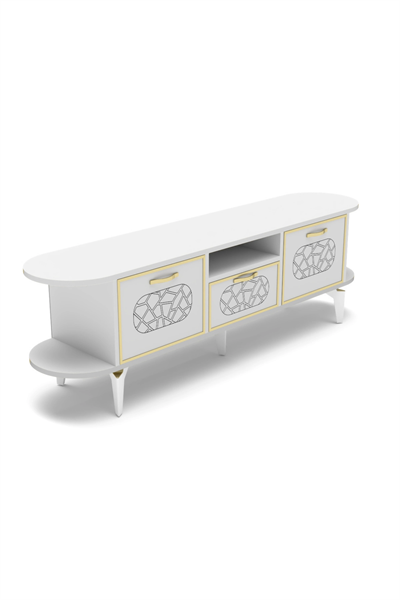 Tv Sehpası Mira Gold 5032 Beyaz 160 Cm 35 Cm 50 Cm