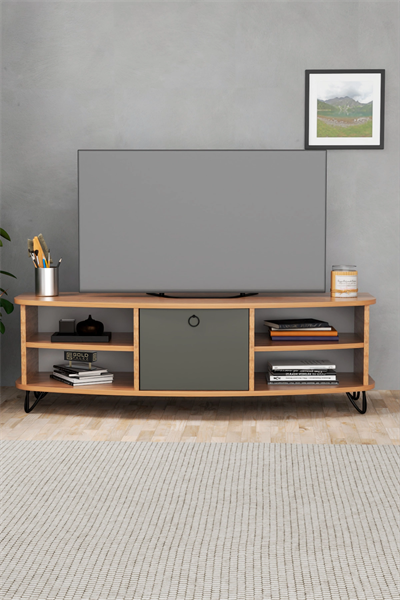 Tv Sehpası Tv Ünitesi 136 Cm Atlantik Çam Antrasit Vienna 5007