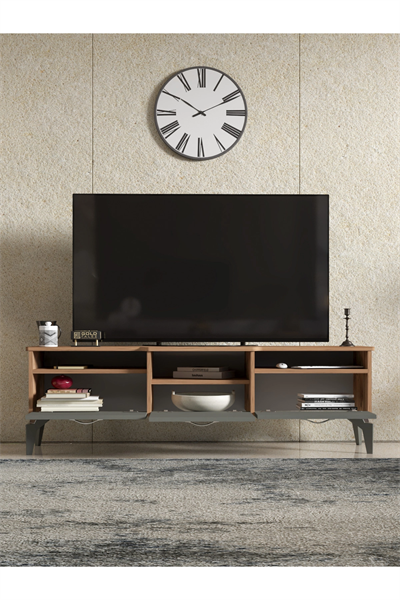 Tv Sehpası Tv Ünitesi 160 Cm Atlantik Çam Antrasit Mistral 5071
