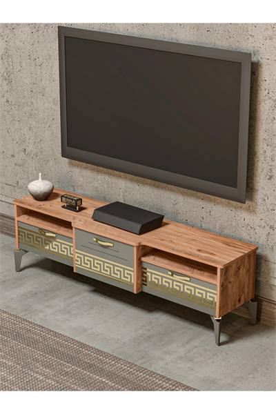 Tv Sehpası Tv Ünitesi 160 Cm Atlantik Çam Gold Mistral 5070