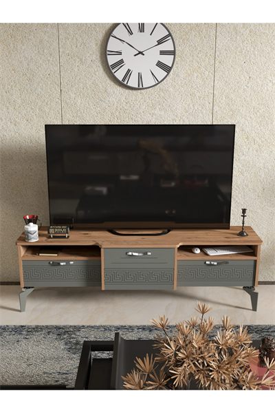 Tv Sehpası Tv Ünitesi 160 Cm Atlantik Çam Antrasit Mistral 5071