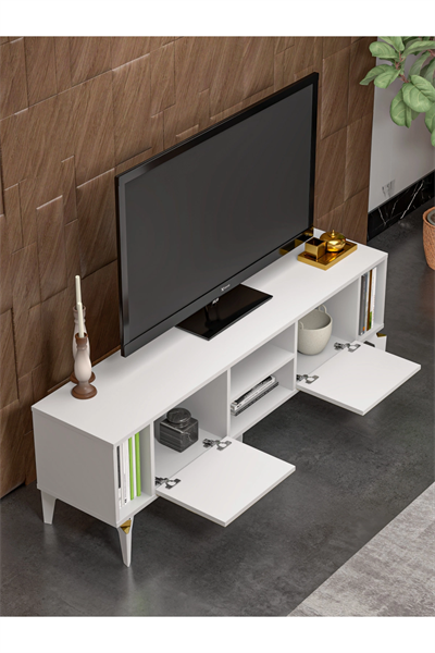 Tv Sehpası Tv Ünitesi Beyaz Gold 160 Cm Linya 5042