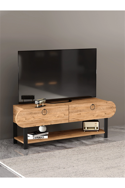 Tv Sehpası Tv Ünitesi Kapaklı Raflı Setro Atlantik Çam