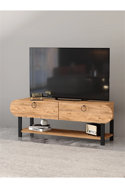 Tv Sehpası Tv Ünitesi Kapaklı Raflı Setro Atlantik Çam