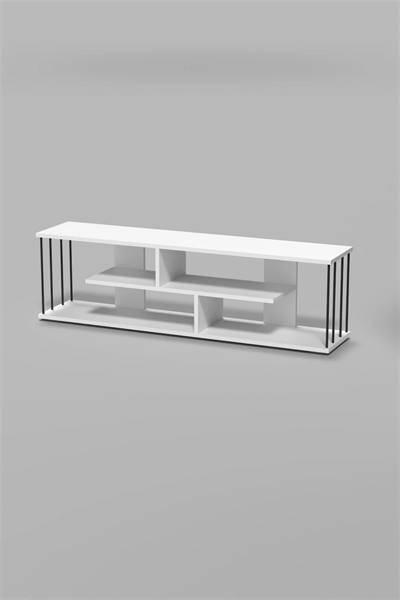 Tv Sehpası Tv Ünitesi Raflı 140 Cm Gzd Beyaz