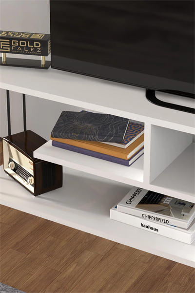 Tv Sehpası Tv Ünitesi Raflı 140 Cm Gzd Beyaz