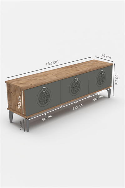 Tv Sehpası Tv Ünitesi Saraylı Atlantik Çam - Antrasit 5061