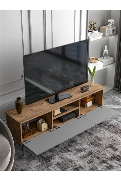 Tv Sehpası Tv Ünitesi Saraylı Atlantik Çam - Antrasit 5061