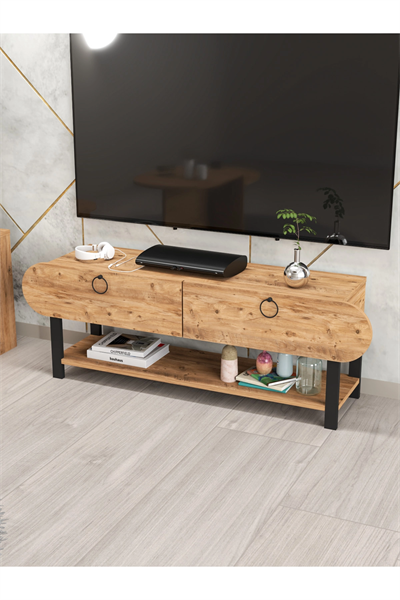 Tv Sehpası Ünitesi Tekli Orta Sehpa 3Lü Zigon Sehpa Set Üç Ürün Atlantik Çam