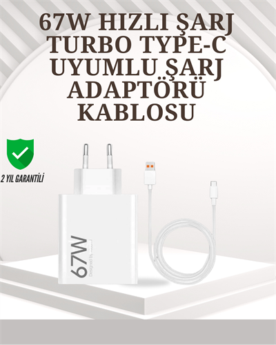 Type-C Uyumlu 67W Turbo Hızlı Şarj Aleti Akıllı Koruma Sistemli