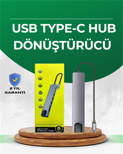 Type‑C Dönüştürücü – 2×USB3.0, SD/MS, 4K HDMI & RJ45 ile Profesyonel Kullanım