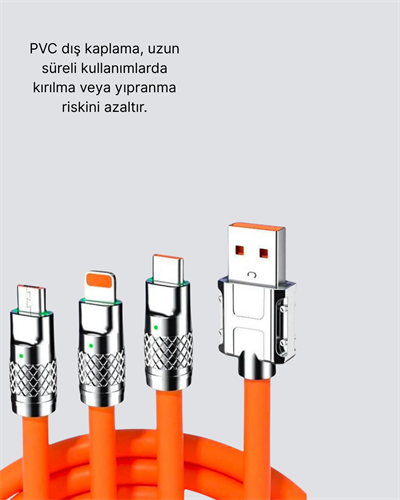 ÜÇLÜ Şarj Kablosu – Yüksek Hızlı, Dayanıklı ve Uzun Ömürlü