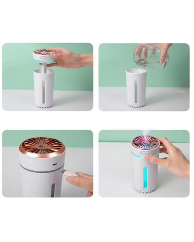 USB Araç Nemlendirici 5 Esans Hediyeli Renkli Işıklı Mini Difüzör