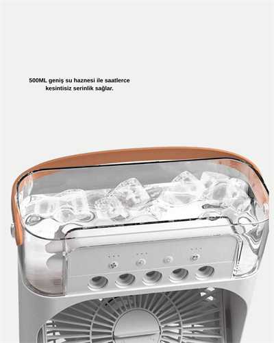 USB Bağlantılı Taşınabilir Mini Klima Fan 500ML Su Hazneli ve Sessiz Çalışma