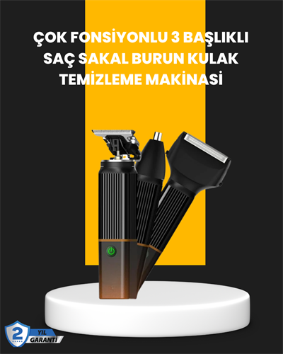 USB-C Şarjlı 3 in 1 Erkek Bakım Cihazı – Sessiz Motorlu Saç ve Sakal Kesme Makinesi