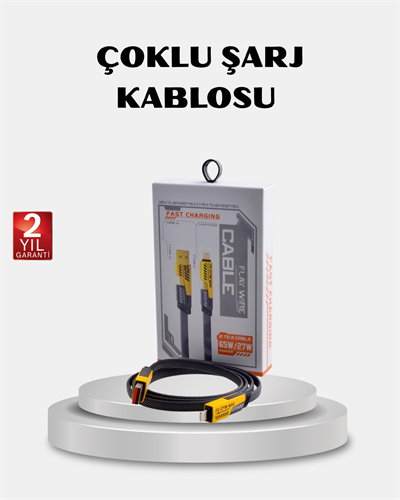 USB-C USB-A 4’ü 1 Arada Örgülü Kablo 65W Hızlı Şarj Metal Uç Dayanıklı